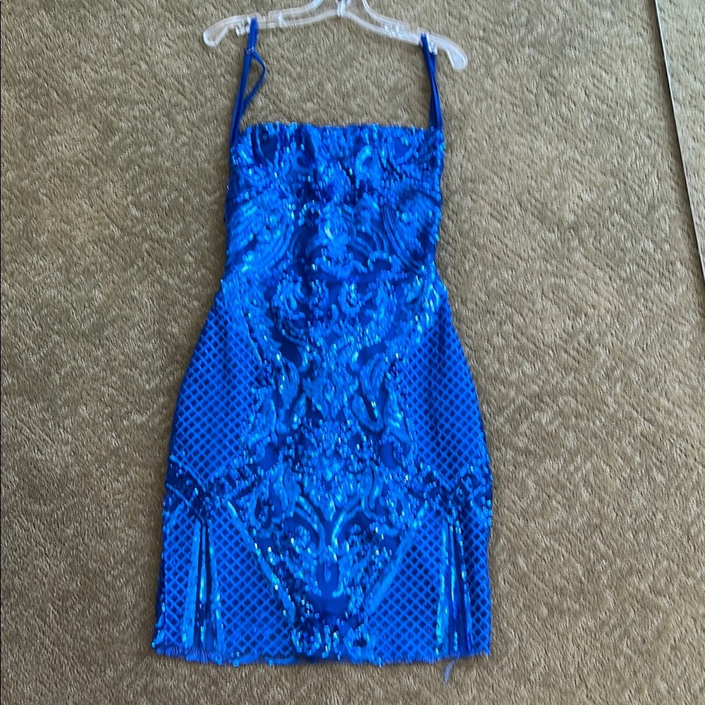 Blue Sequined Homecoming
 Mini Dress